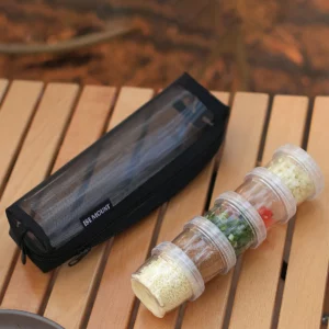 Kit d'épices de Camping avec 5 pots à épices transparents, ensemble de récipients à condiments, r...