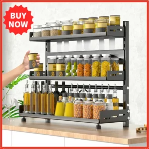Étagère à épices à 3 niveaux pour comptoir, organisation réglable des épices pour armoire, organi...