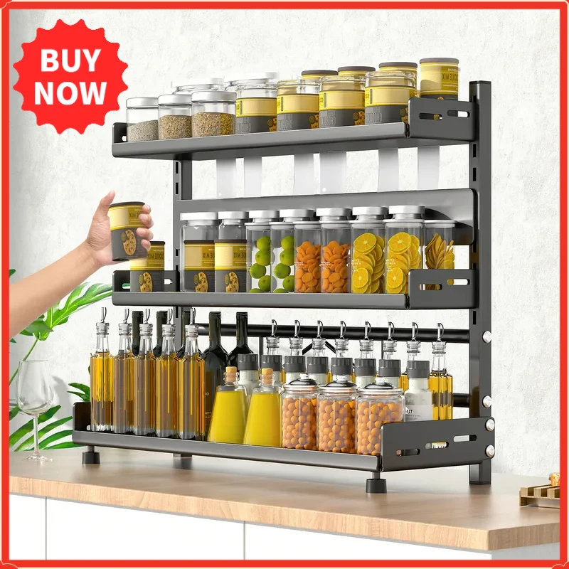 Étagère à épices à 3 niveaux pour comptoir, organisation réglable des épices pour armoire, organi...