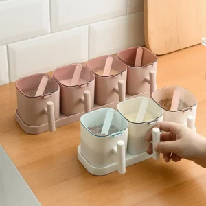 Ensemble de Boîtes d'Assaisonnement, Sucrier Belle, Sel, Shaker à Épices, Pots de Rangement, Gadg...