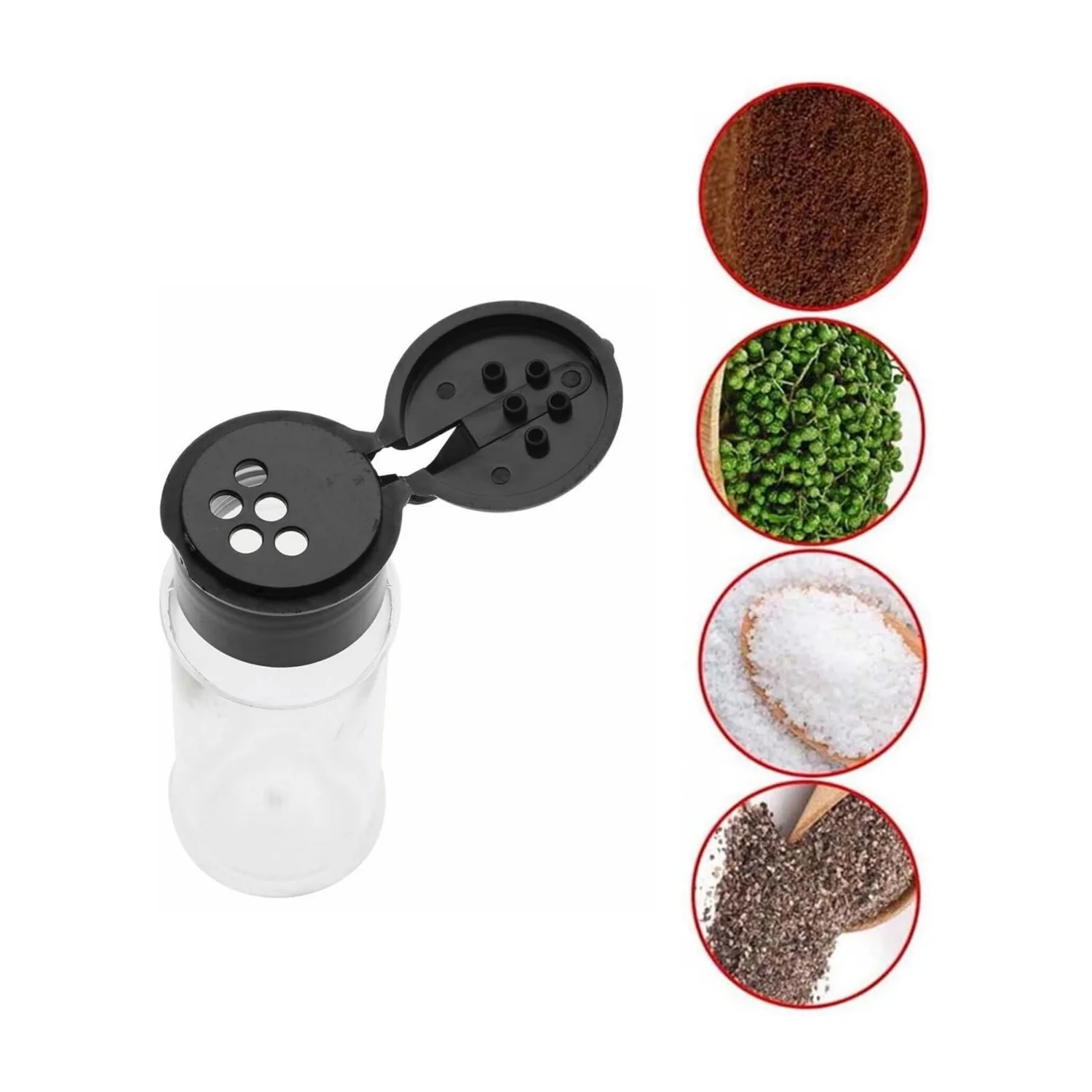 Paquet de 12 saliers et poivrons en plastique avec couvercle, bouteilles d'assaisonnement transpa... – Image 2