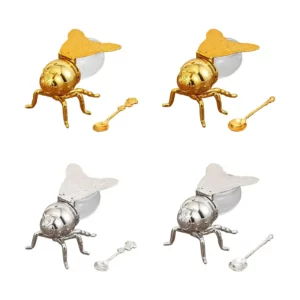 Pot à condiments créatif en forme d'abeille de dessin animé avec cuillère pour la décoration de c...