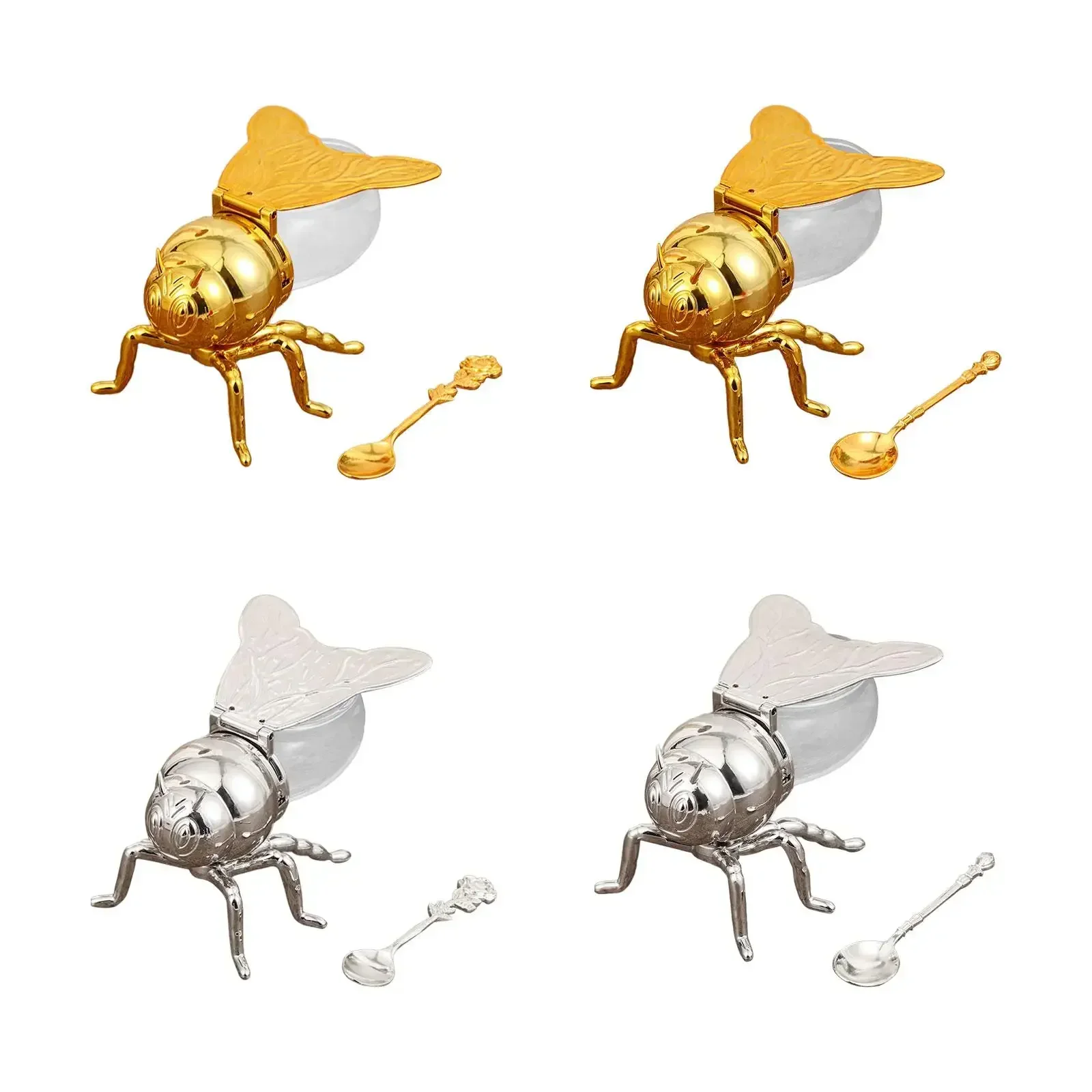 Pot à condiments créatif en forme d'abeille de dessin animé avec cuillère pour la décoration de c...