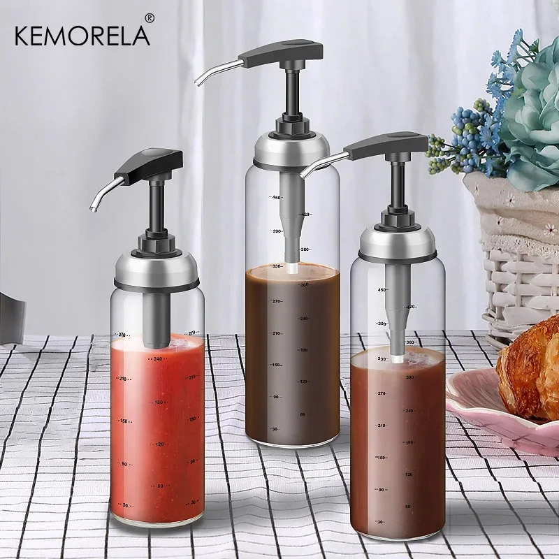 Bouteille d'huile en verre, bouteille de Sauce d'assaisonnement de cuisson, bouteille à presser p...