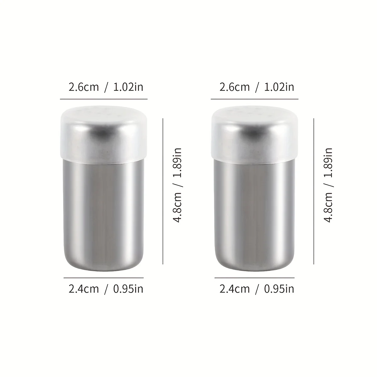 2 pièces, Mini pots à épices en acier inoxydable, salière et poivrière portables d'extérieur – Image 3