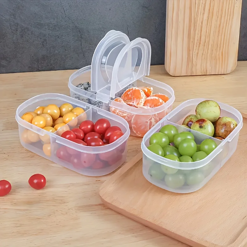Récipient de stockage des aliments, organisateur d'épices à double compartiment, pour Fruits, épi...