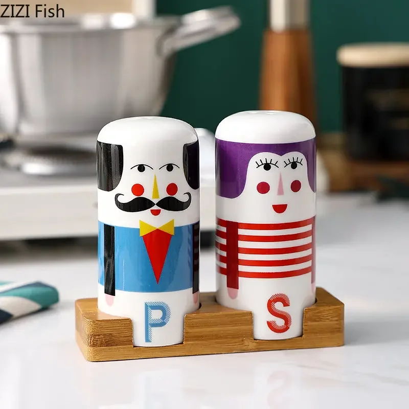 Bouteille à épices en céramique créative et récipient à cure-dents, stockage de sel et de belle,...