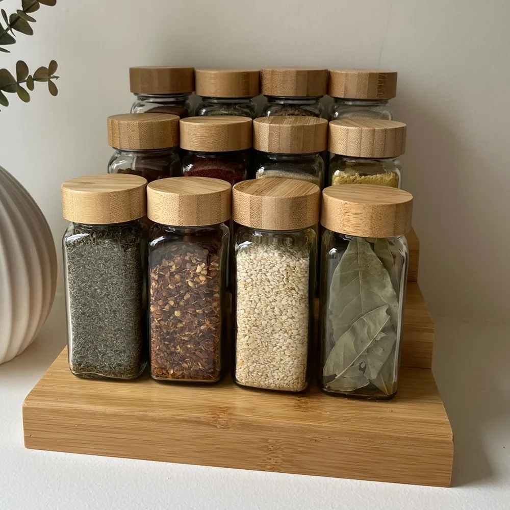 1 pièce, pots à épices en verre de 120 ml avec couvercle en bambou, récipients pour assaisonnemen... – Image 3