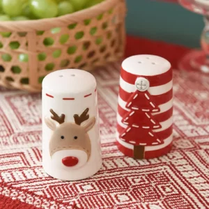 Lot de 2 salières et poivrières de Noël style nordique Père Noël, bouteilles à épices créatives à...