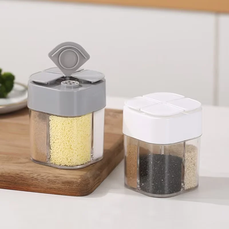 Kit de 4 distributeurs d'épices en plastique pour le camping avec couvercles hermétiques, salière...