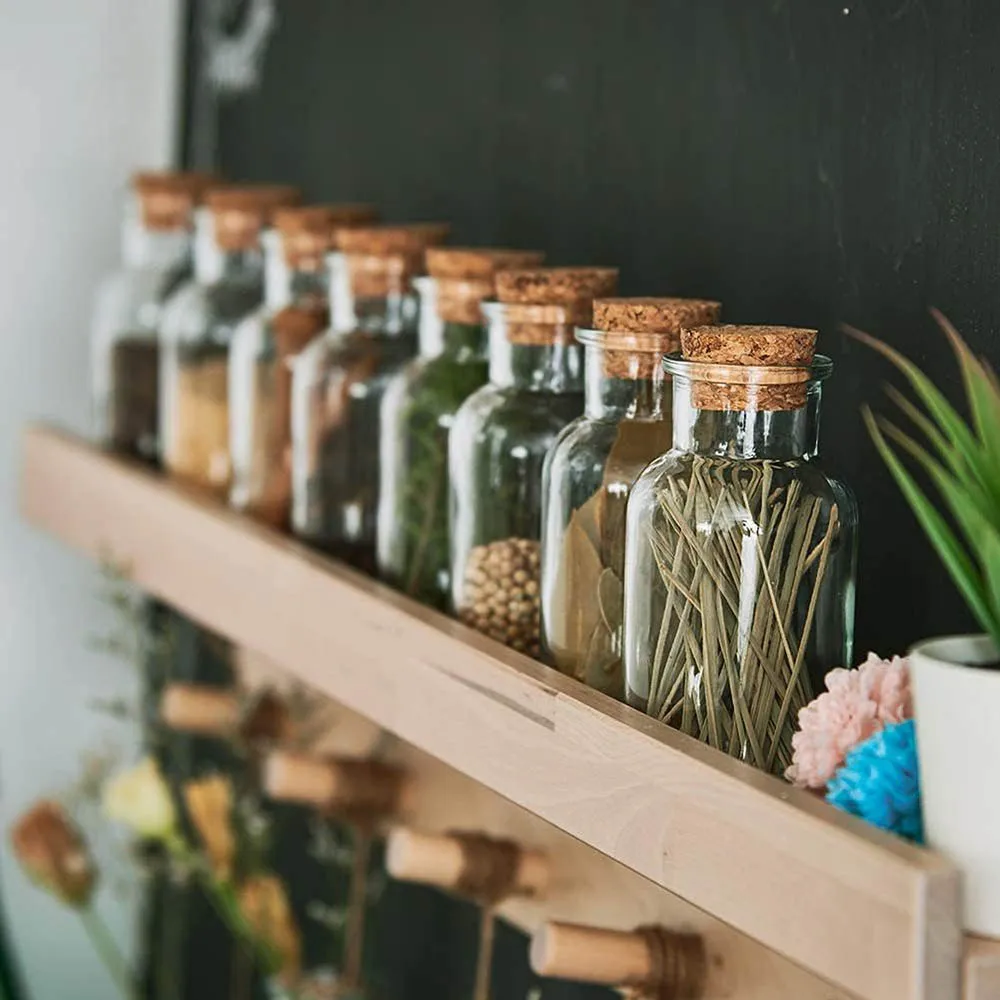 Pots à épices de 5 oz – Bouteilles en verre transparent avec couvercles en liège, récipients rond... – Image 3