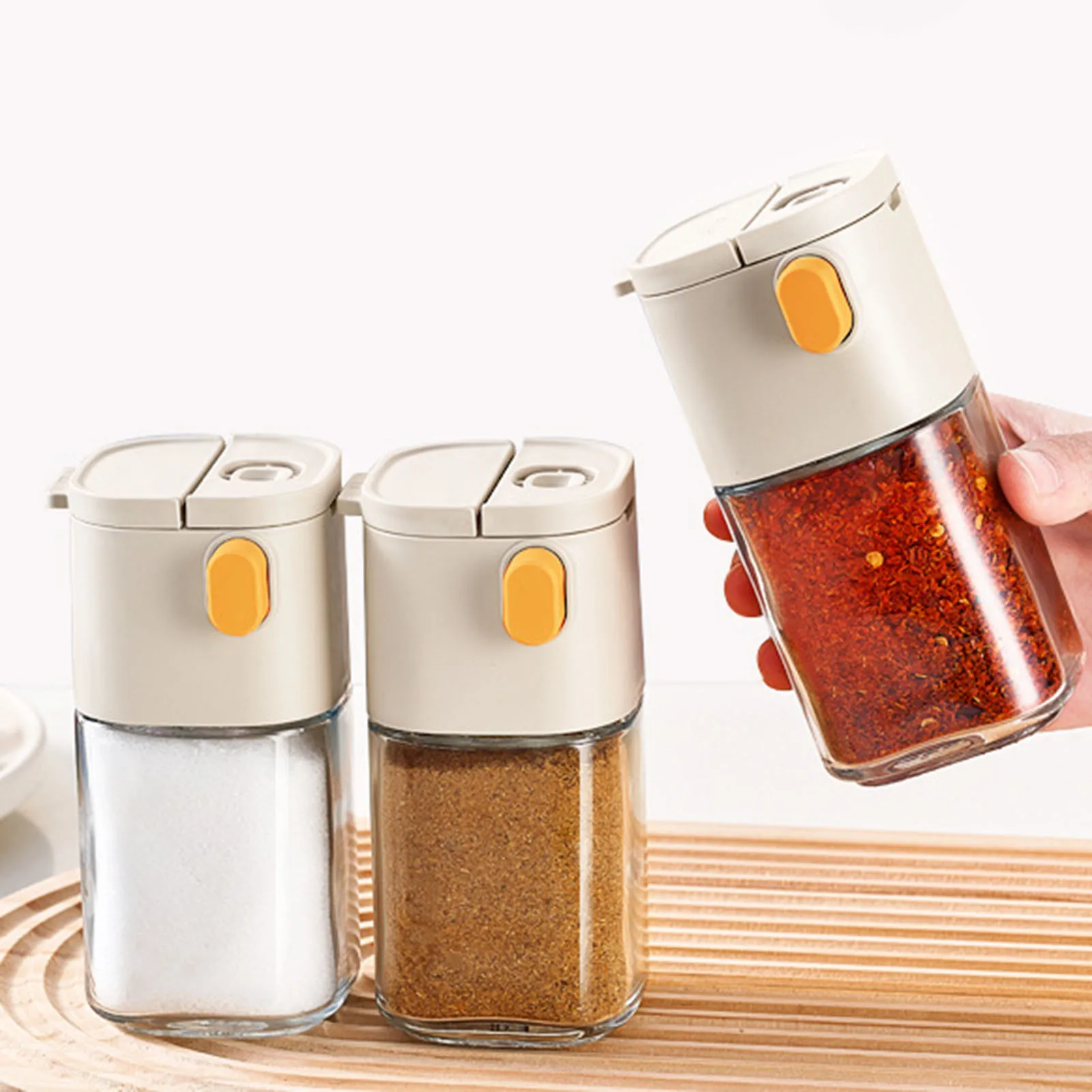 Salière en verre de 180ml, bocaux à épices, boîte d'assaisonnement, banc de mesure réutilisable,...