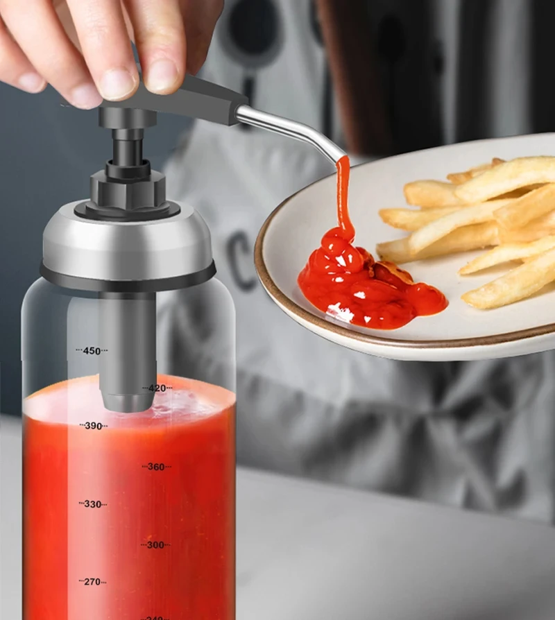 Bouteille d'huile en verre, bouteille de Sauce d'assaisonnement de cuisson, bouteille à presser p... – Image 2