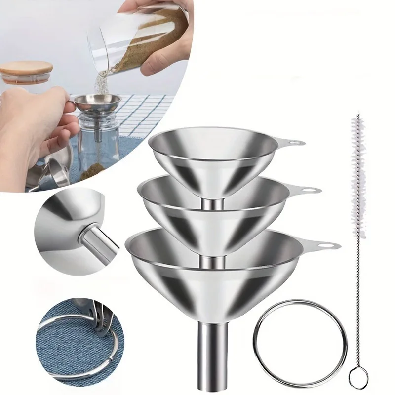 Ensemble d'entonnoirs de cuisine en acier inoxydable, pour utilisation en cuisine, vinaigre pour...