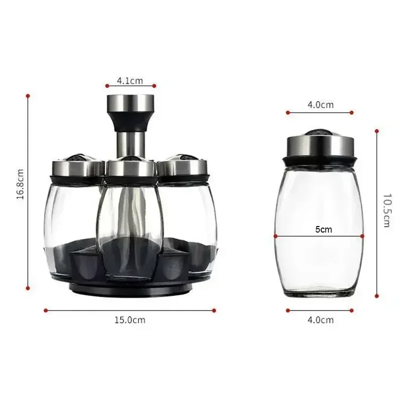 NOUVEAU Support de rangement rotatif en verre pour pots à épices, organisateur de bouteilles en v... – Image 3