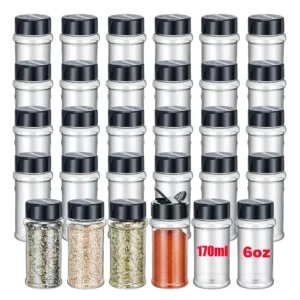 Boîtes à épices en plastique Transparent de 170ml, avec couvercle Shaker, bouteilles d'assaisonne...