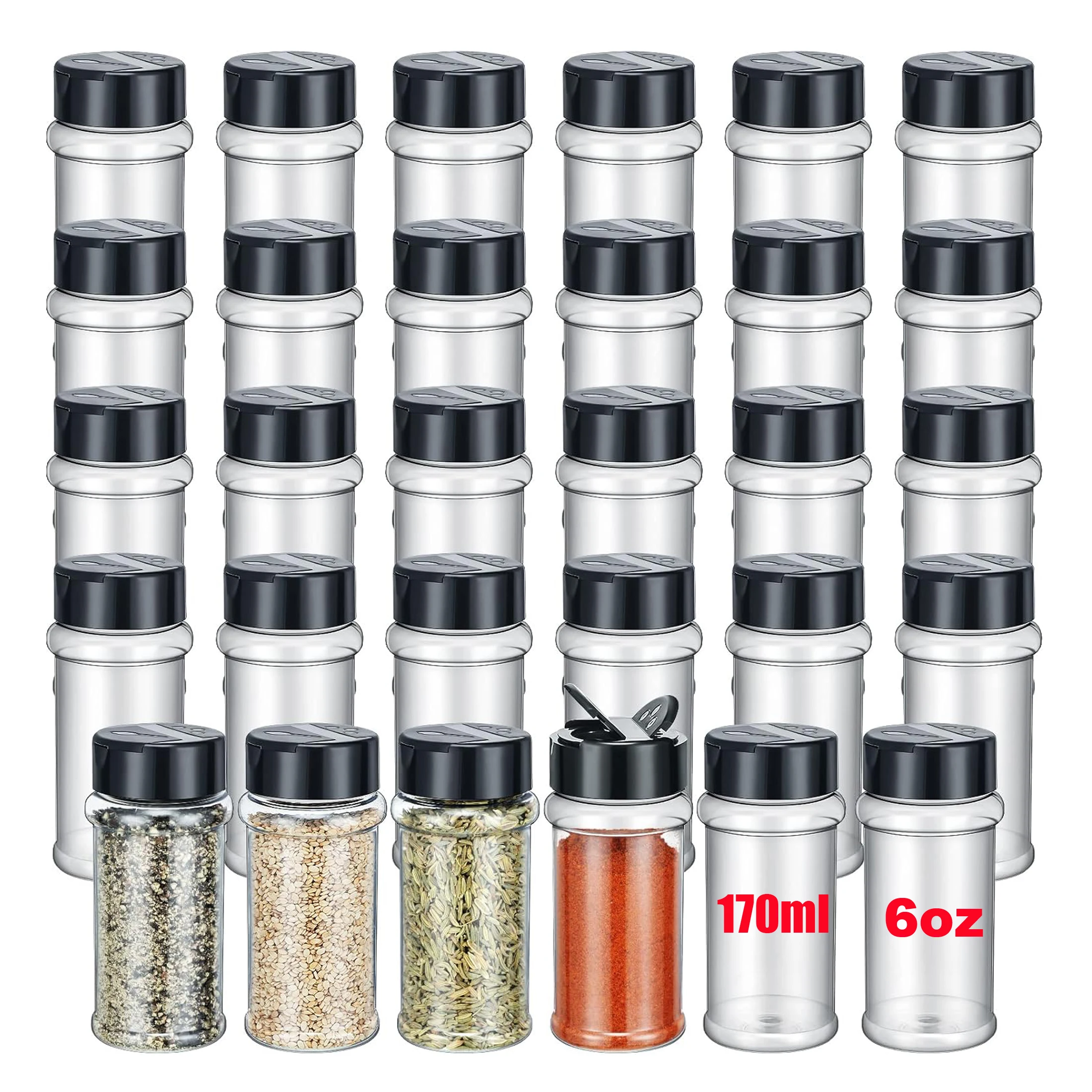 Boîtes à épices en plastique Transparent de 170ml, avec couvercle Shaker, bouteilles d'assaisonne...
