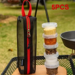 Kit de 3/5 pots à épices portables pour le voyage et le camping, sac de rangement pour épices, bo...