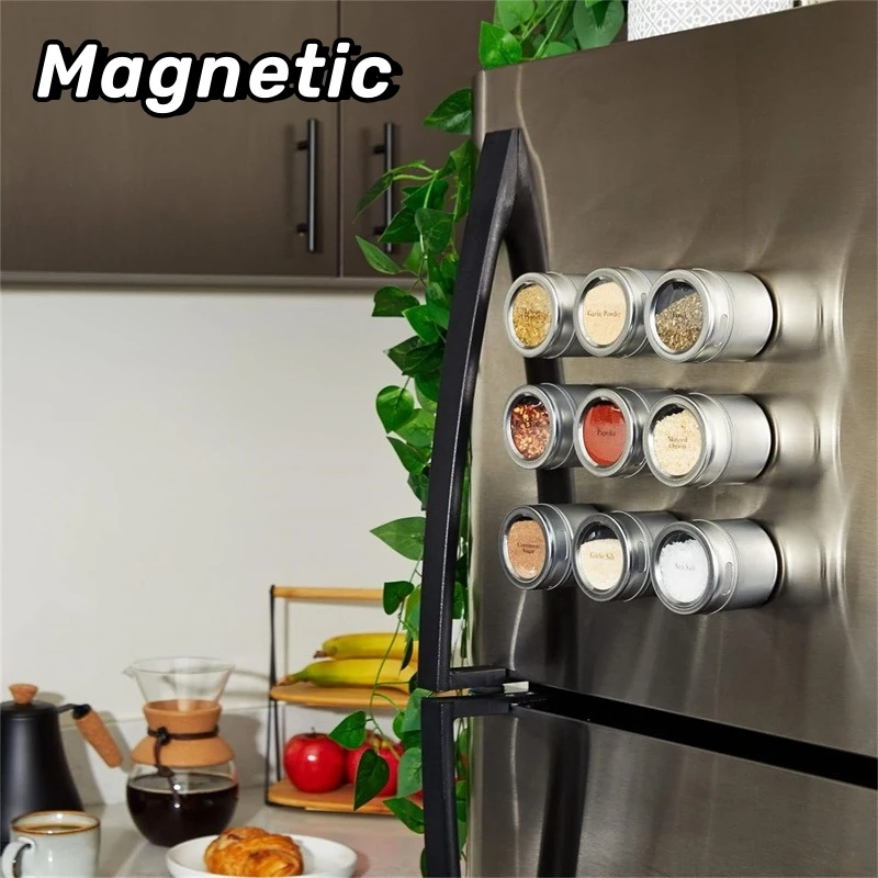 Nouveau ensemble de pots à épices magnétiques, boîtes à épices en acier inoxydable, conteneur de... – Image 3
