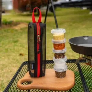 Kit d'épices de Camping de voyage Portable, sac conteneur avec 5 bouteilles d'assaisonnement tran...