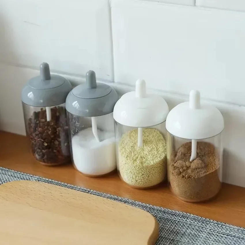 Pots d'épices en verre autocollants sel sucre poudre huile d'olive poivre assaisonnement bouteill... – Image 3