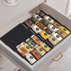 Organisateur de tiroir à épices, support à épices réglable pour pots à épices, 4 couches, tiroir...