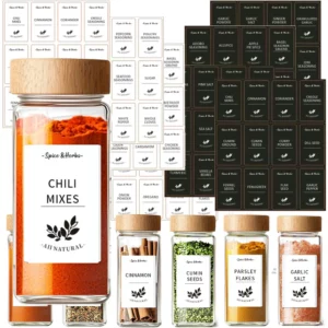 Étiquettes pour pots à épices - Autocollants minimalistes pré-imprimés et imperméables pour pots...