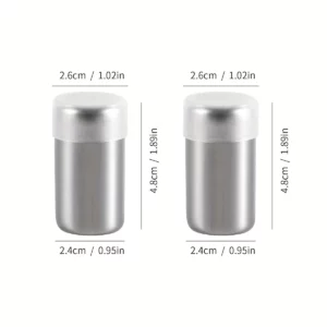 2 pièces, Mini pots à épices en acier inoxydable, salière et poivrière portables d'extérieur