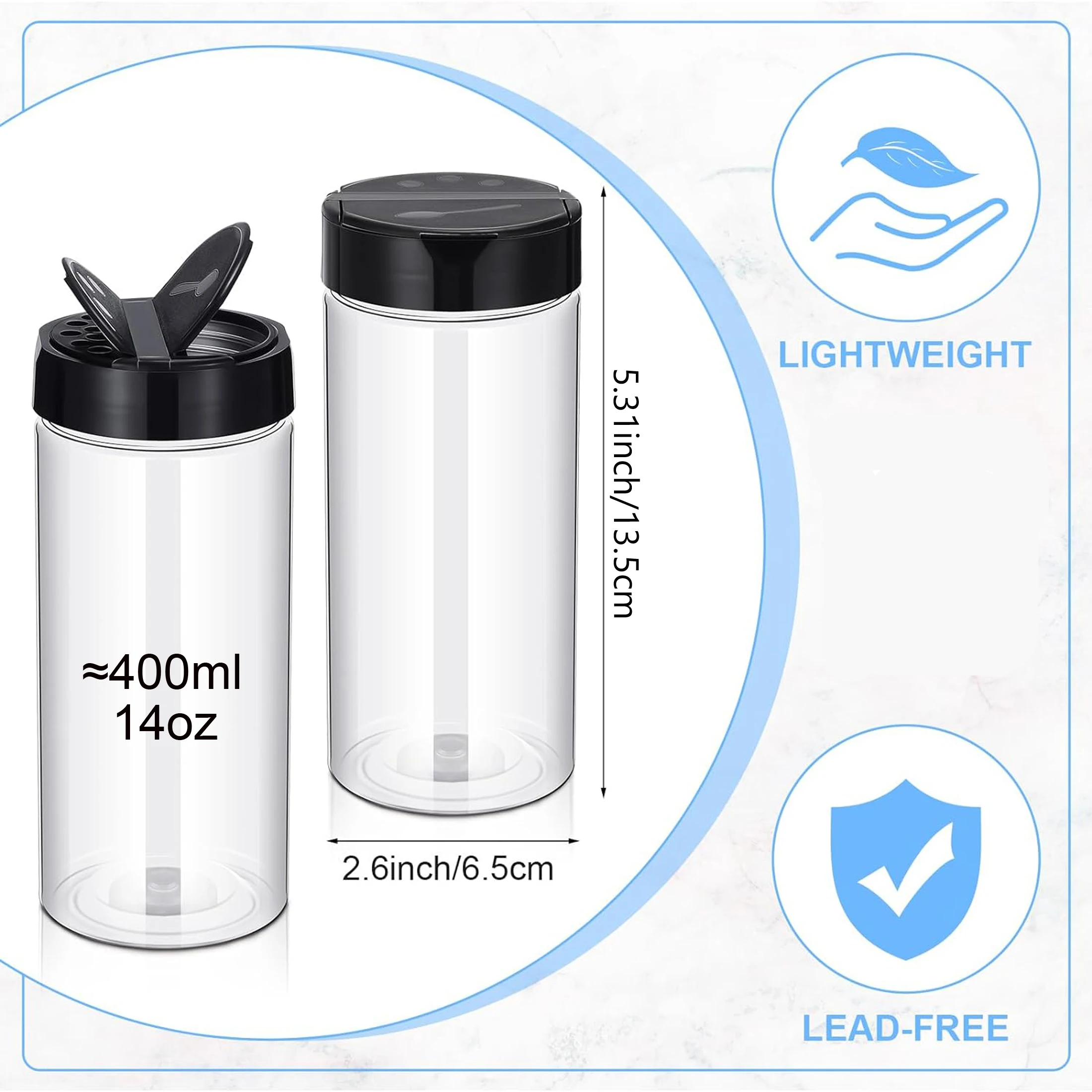 Boîtes à épices transparentes en plastique de 400 ml avec couvercle doseur, contenants à assaison... – Image 2