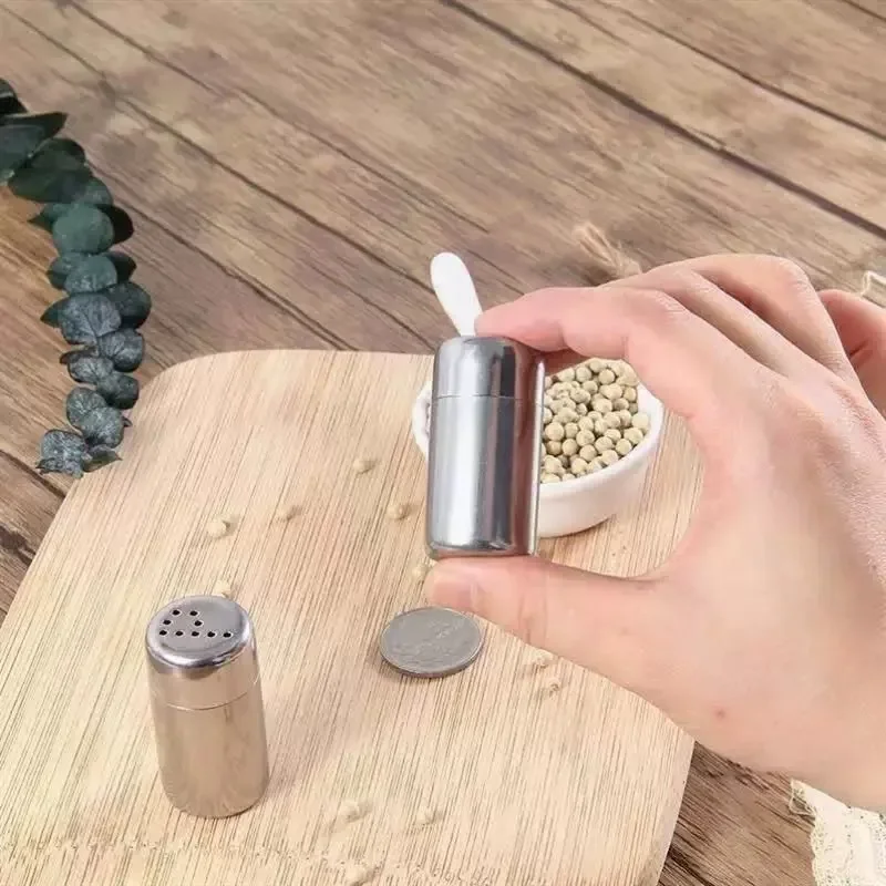 Pots à épices en acier inoxydable de qualité alimentaire, 1 pièce, Mini salière et poivrière port... – Image 2