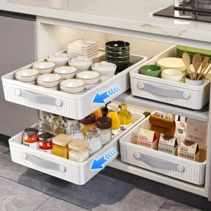 Boîtes de rangement à tiroirs pour armoires de cuisine, 1 pièce, avec Rails coulissants, plateau...