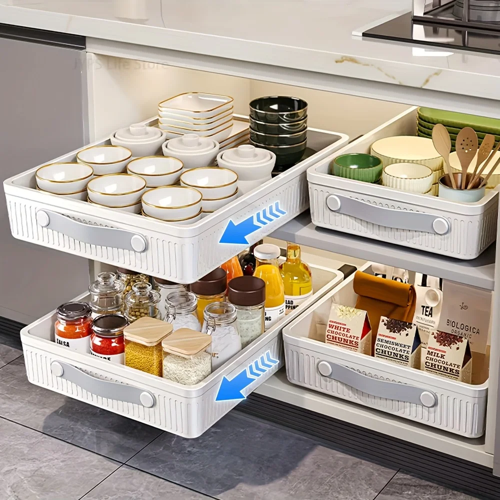 Boîtes de rangement à tiroirs pour armoires de cuisine, 1 pièce, avec Rails coulissants, plateau...