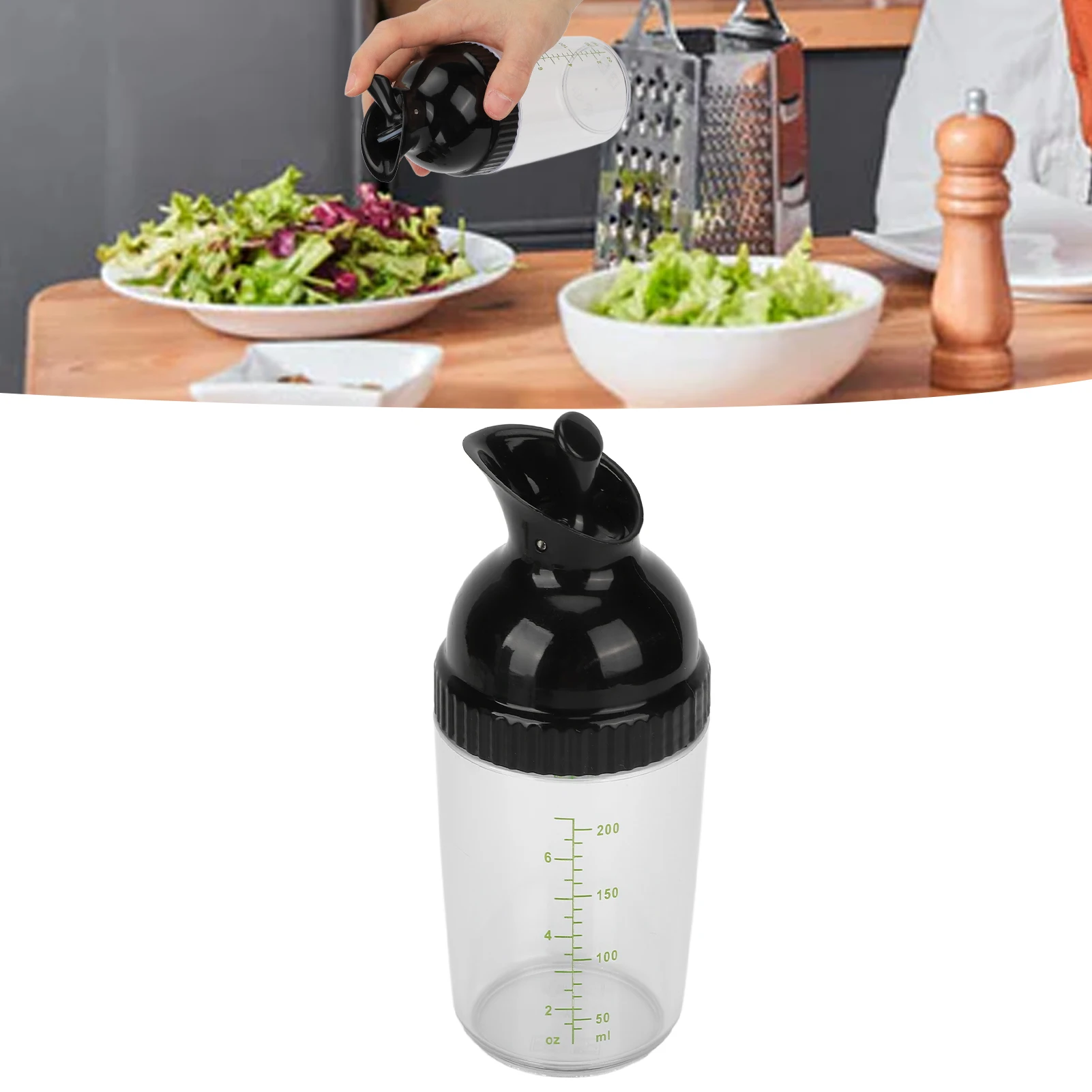 Shaker à vinaigrette de 200ml, sans BPA, empêche les fuites, bouteille de vinaigrette, pot avec c... – Image 2