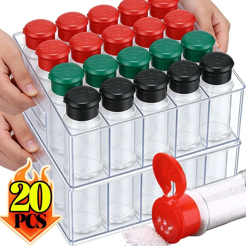 20/1PCS Pots à épices en plastique, pots doseurs d'assaisonnements, conteneurs de 100ml pour le s...