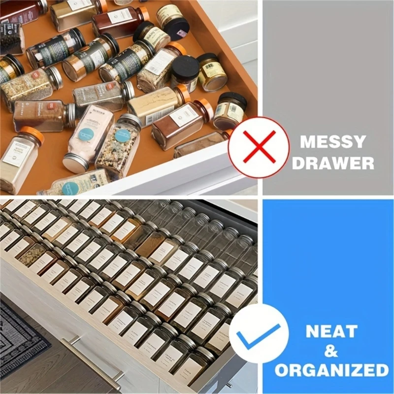 Organisateur tiroir à épices cuisine 1/2x, pot d'assaisonnement en plastique, plateau rangement KXRE – Image 2