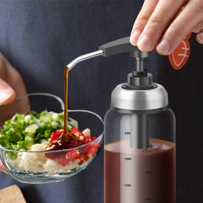 Bouteille d'huile en verre, bouteille de Sauce d'assaisonnement de cuisson, bouteille à presser p... – Image 3