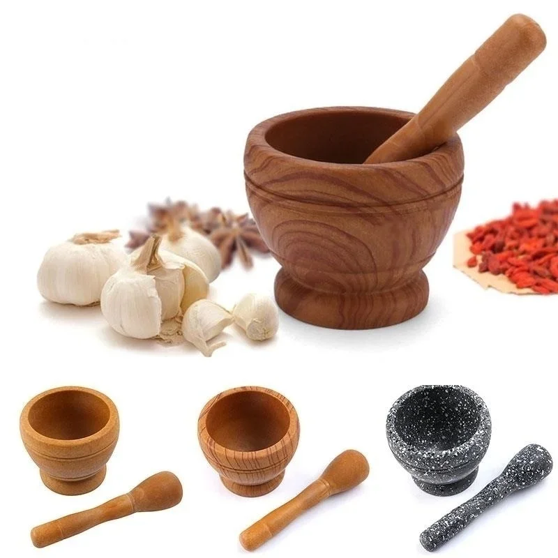 Ensemble de pilon à mortier en résine, mélange d'épices, d'ail, d'herbes, de broyage, bol, outils... – Image 3
