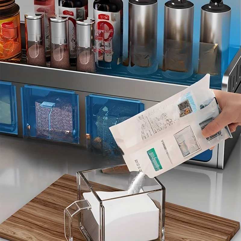 Ensemble de rangement mural pour épices de cuisine, sans perçage, avec récipients et distributeur... – Image 2