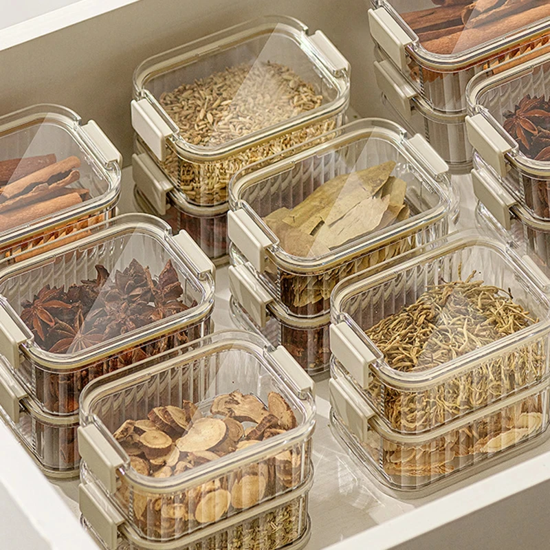 Boîtes de stockage d'épices empilables, pot d'assaisonnement en plastique, récipient alimentaire... – Image 2