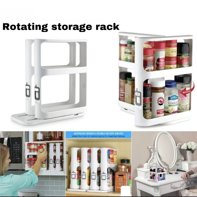 Support rotatif de stockage multicouche, armoire de rangement, support de stockage des aliments,... – Image 2
