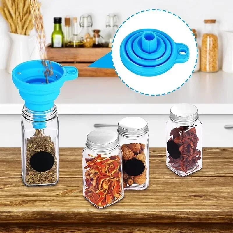 Pots d'assaisonnement en verre avec couvercle en bambou, bouteille carrée, salière, shakers, stoc... – Image 3