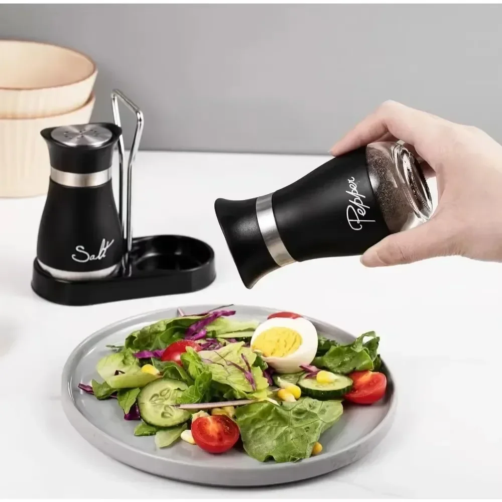 Bouteille d'épices en verre réglable et rechargeable, salière et poivrière avec étagère, distribu...