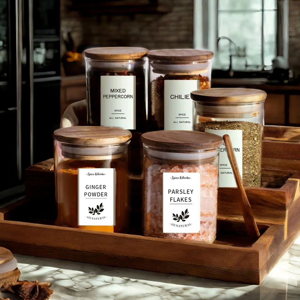 Étiquettes pour pots à épices - Autocollants minimalistes pré-imprimés et imperméables pour pots... – Image 3