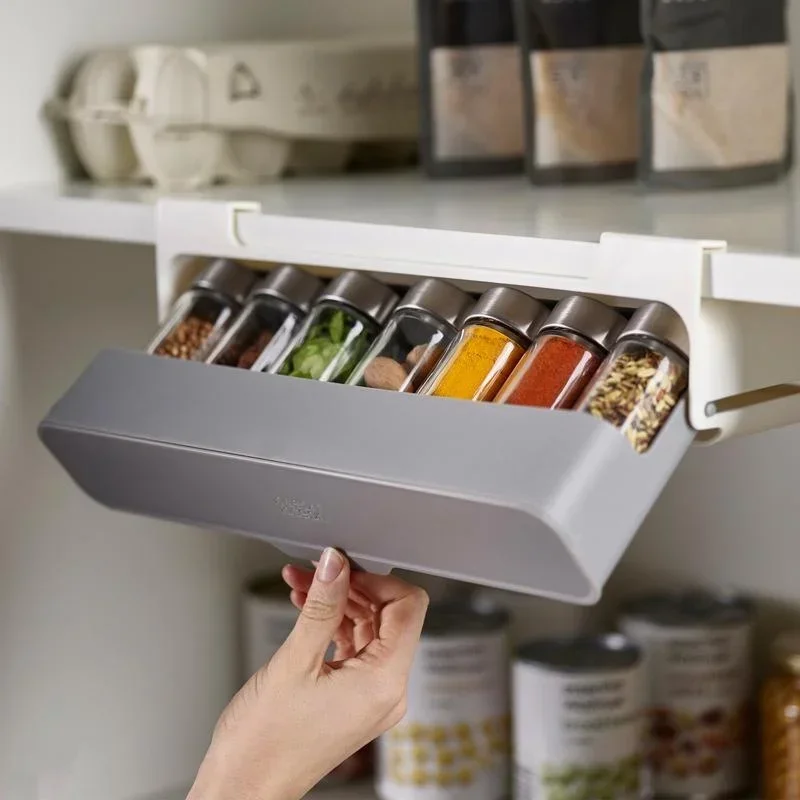 Organisateur de cuisine en plastique, support d'assaisonnement, support de tiroir sous étagère, b... – Image 2