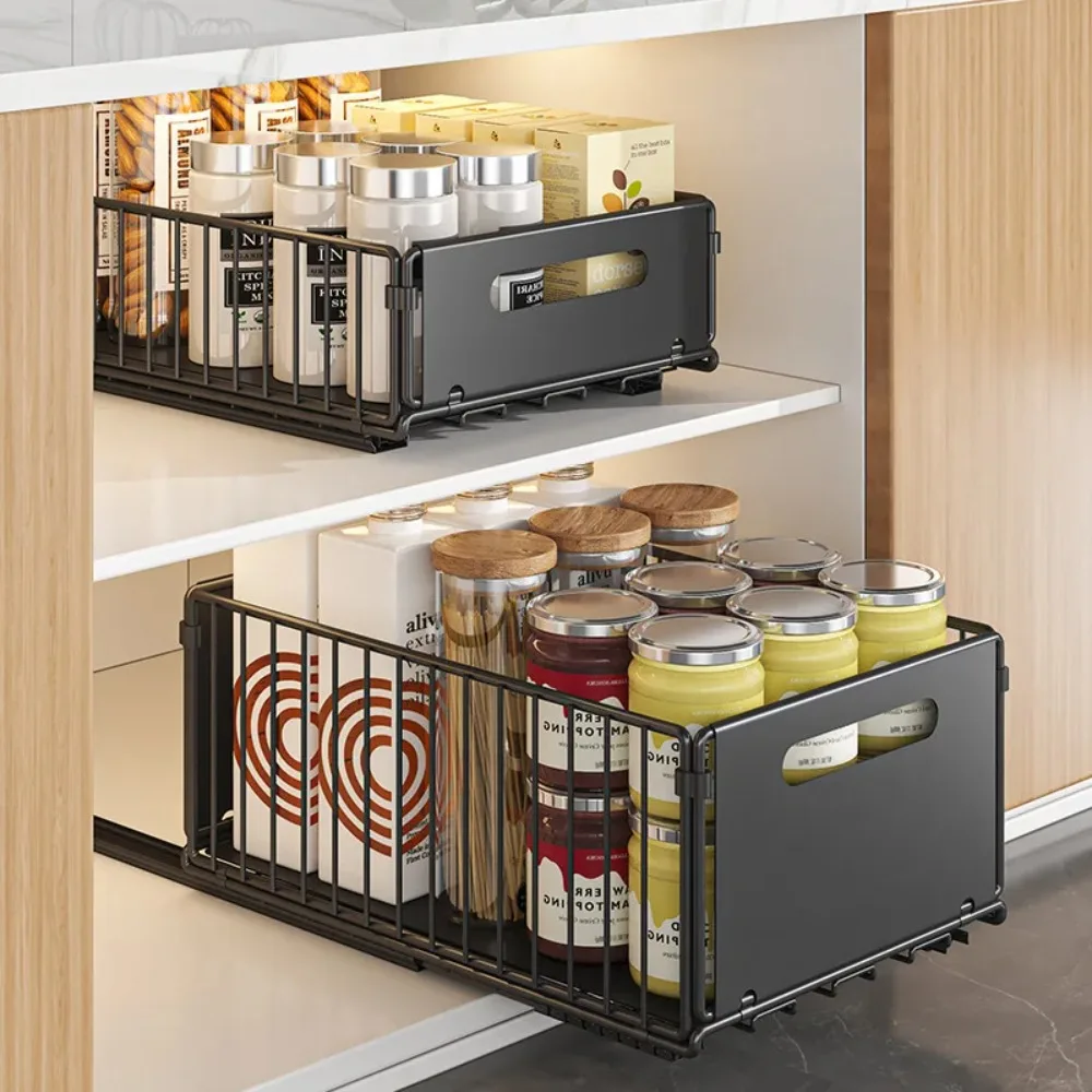 Étagère de rangement de cuisine coulissante, organiseur de placard, plateau de rangement pour bou... – Image 2