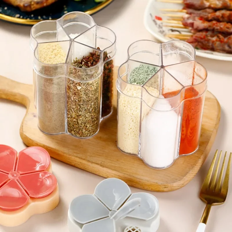 Bouteille d'épices pour Barbecue 5 en 1, boîte de sel en plastique, poivrière transparente avec c... – Image 2