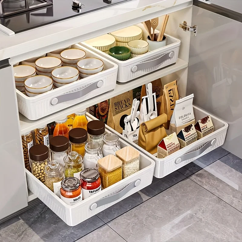 Boîtes de rangement à tiroirs pour armoires de cuisine, 1 pièce, avec Rails coulissants, plateau... – Image 2