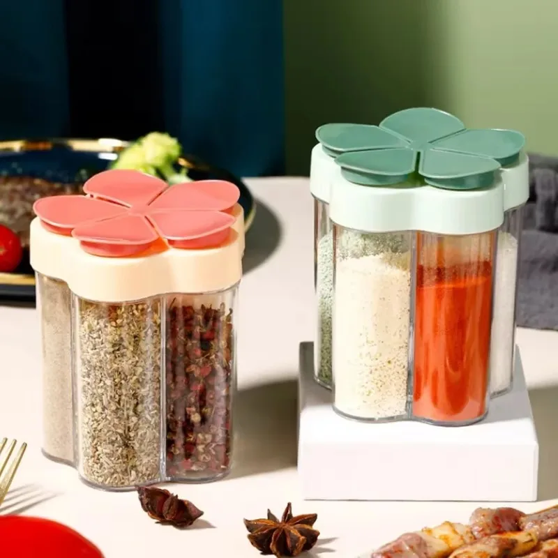 Bouteille d'épices pour Barbecue 5 en 1, boîte de sel en plastique, poivrière transparente avec c...
