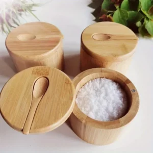 Pots d'assaisonnement au sel, pot à poivre, boîte à condiments en bambou, bol de rangement, ensem...