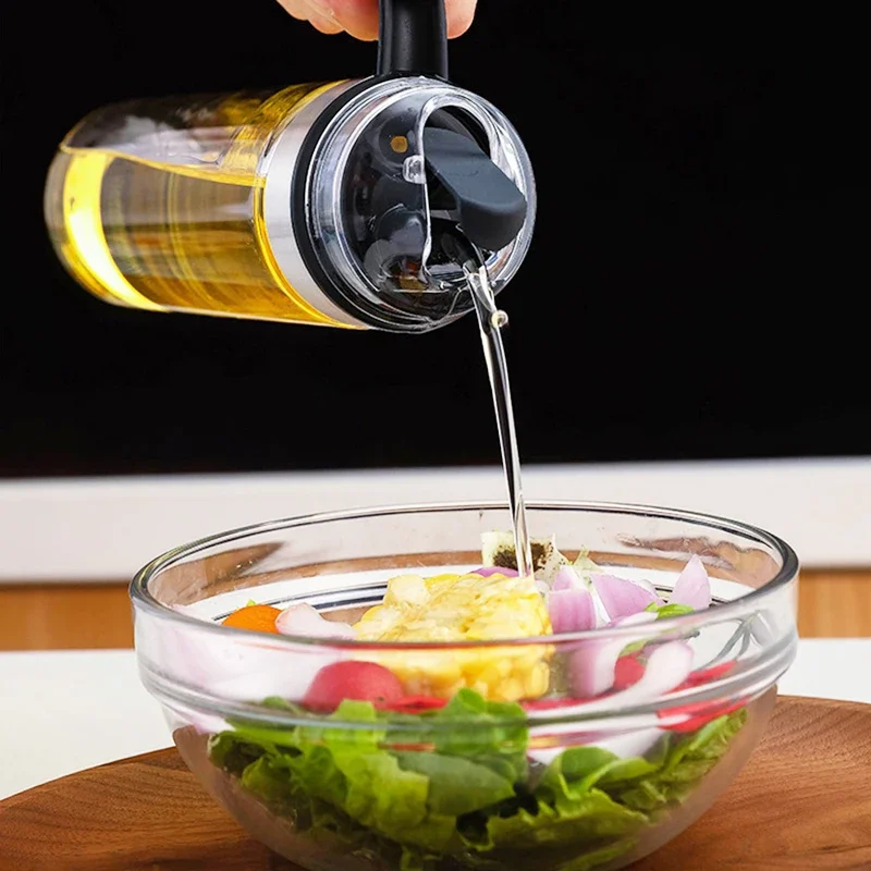 Distributeur d'huile, bouteille de Sauce, bouteilles de stockage en verre, épices, pulvérisation...